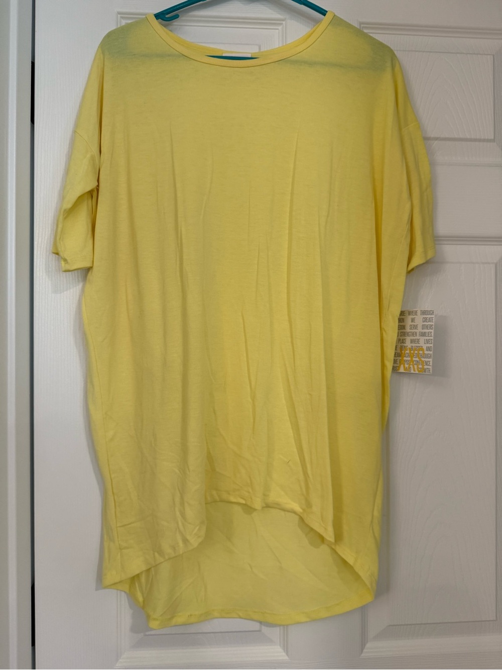 LuLaRoe Irma Light Yellow High-Low Short Sleeve Tunic